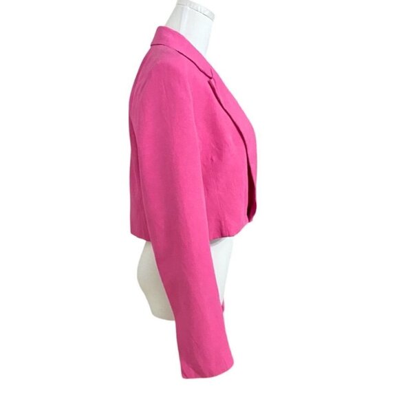 ZARA PINK LINEN BLEND CROPPED BLAZER STYLE 2010/719/630 - M - Picture 4 of 12